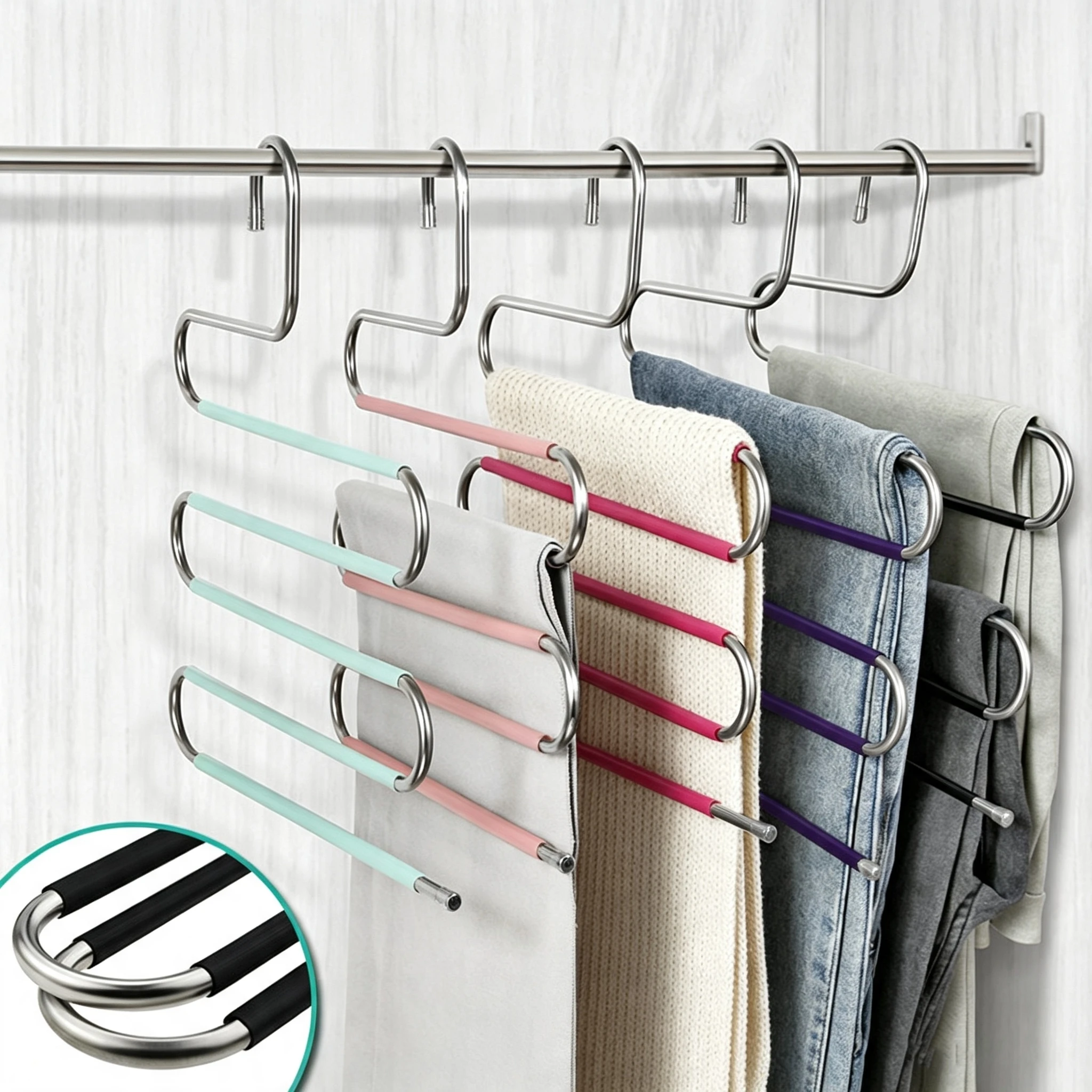 Нескользящая вешалка для брюк из многослойного пенопласта S-образной формы